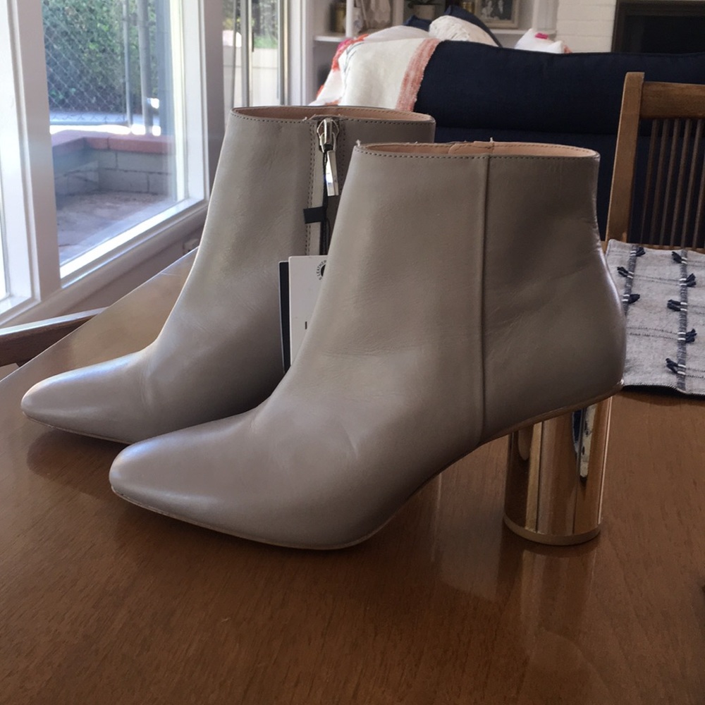 Metallic heel booties